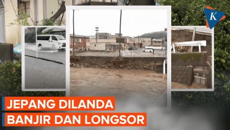 Penampakan Jepang Dilanda Banjir dan Longsor akibat Cuaca Ekstrem