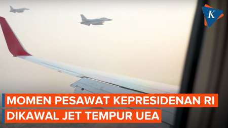 Pengawalan Spesial! Pesawat Kepresidenan Masuk Abu Dhabi 