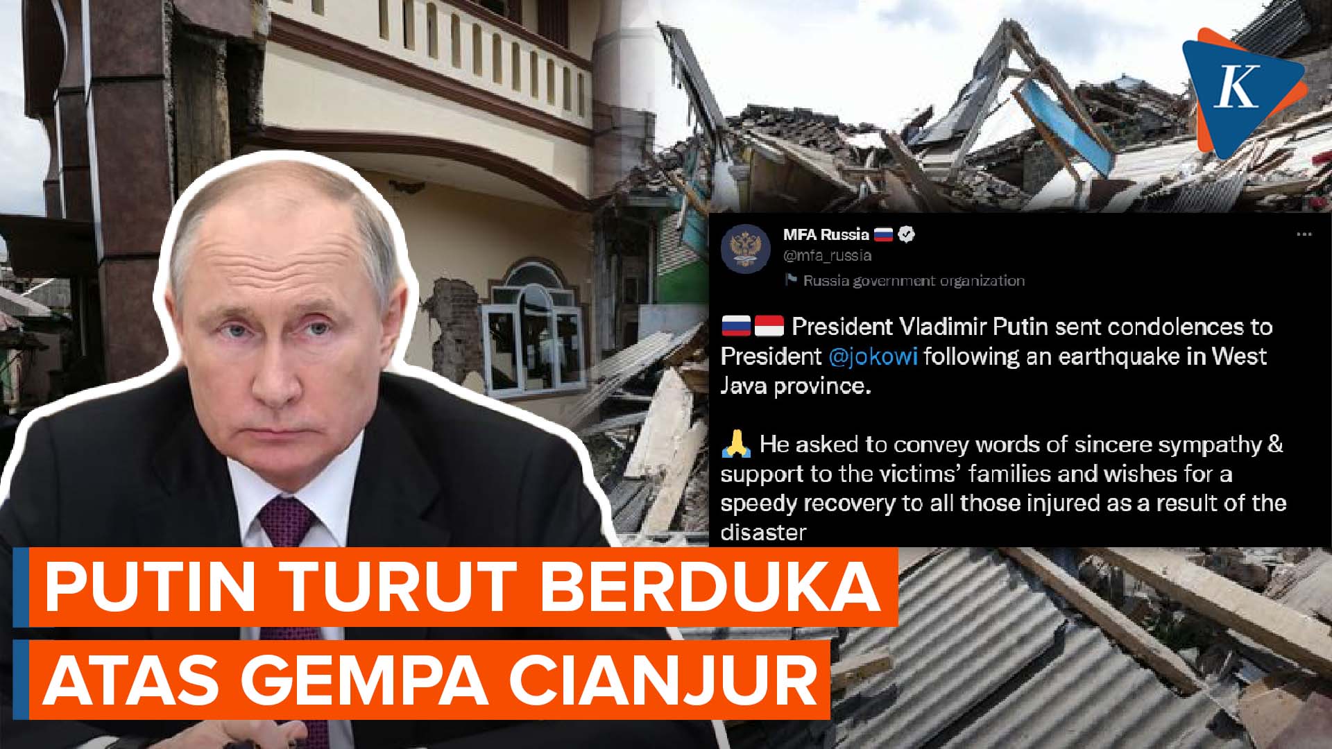 Putin Sampaikan Belasungkawa ke Jokowi atas Gempa Cianjur