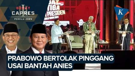 Momen Prabowo Bertolak Pinggang Saat Debat dengan Anies