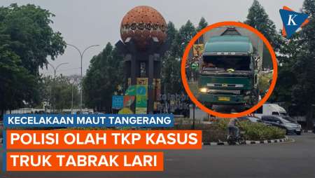 Polisi Olah TKP Kecelakaan Truk Tabak Lari di Tugu Adipura Tangerang