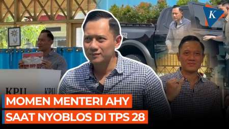 Gaya AHY Nyoblos di TPS 28, Berkemeja Kasual dan Naik Mobil Double Cabin