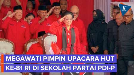 Tak Hadir Di Istana, Megawati Pimpin Upacara HUT Ke-81 RI Di Sekolah PDI-P