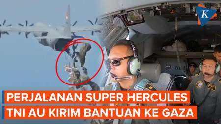 Momen Perjalanan Pesawat C-130J Super Hercules TNI AU Airdrop Bantuan ke Gaza