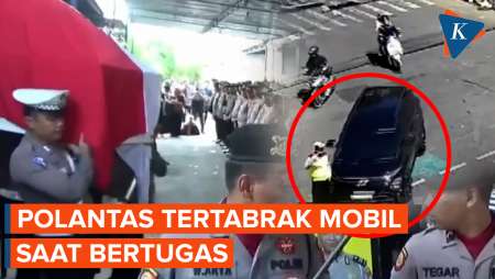 Detik-detik Polantas Klaten Tertabrak Mobil Saat Bertugas