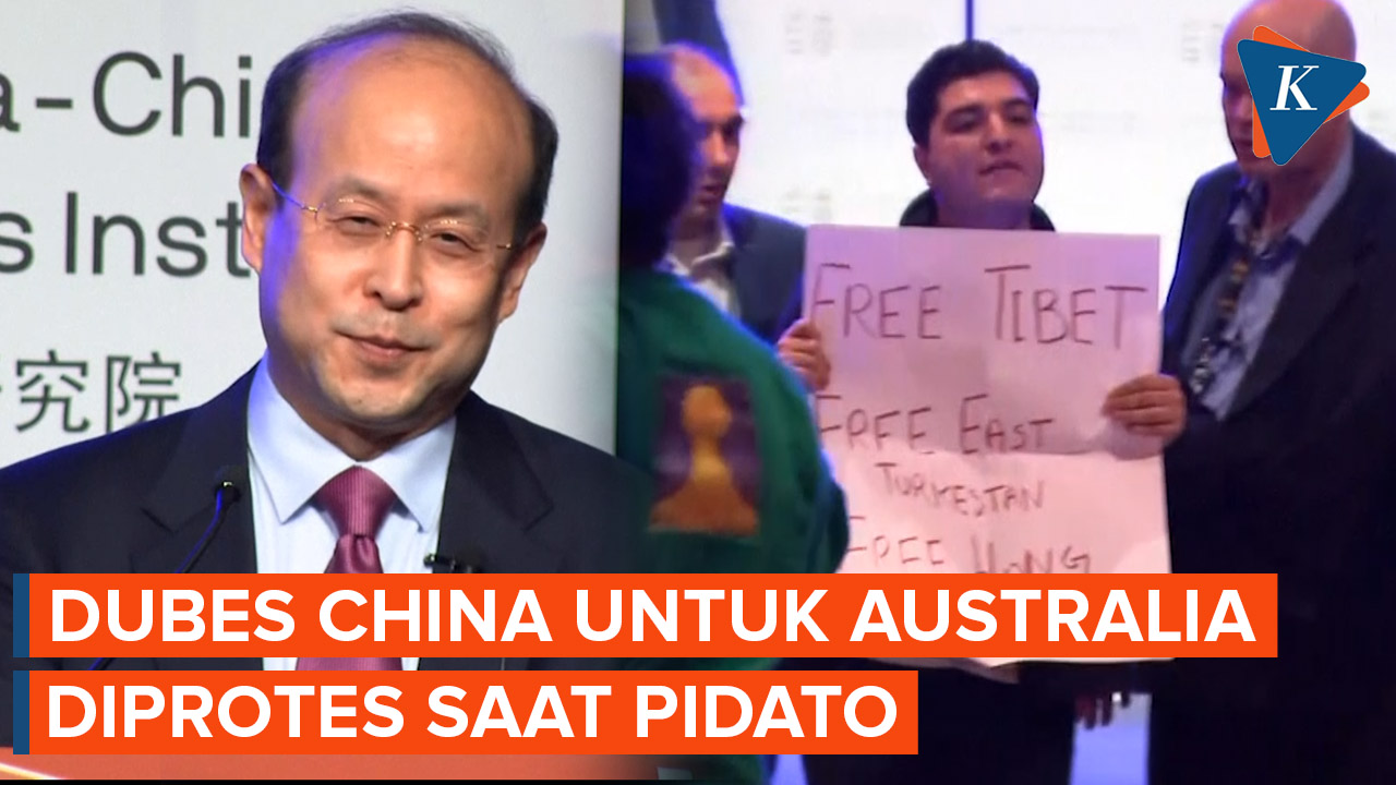 Pengunjuk Rasa Protes Pidato Duta Besar China untuk Australia di Sydney