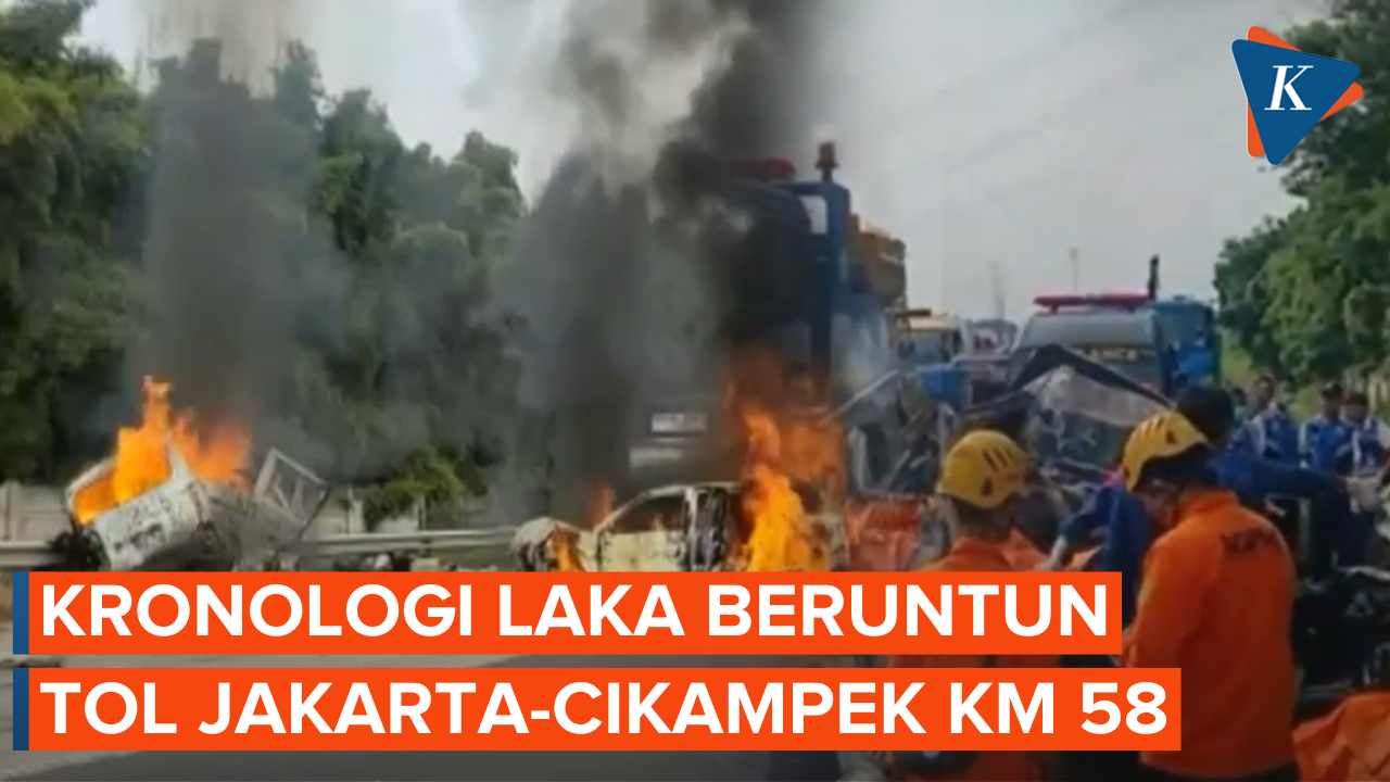 Video: Kronologi Kecelakaan Di KM 58 Tol Cikampek, 2 Mobil Terbakar, 12 ...