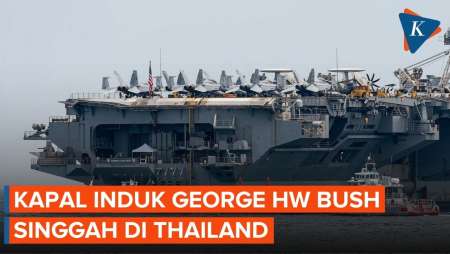 Penampakan USS George HW Bush Tiba di Thailand Usai Berperang di Iran