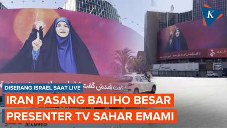 Iran Pasang Baliho Besar Presenter Sahar Emami yang Diserang Israel Saat Live