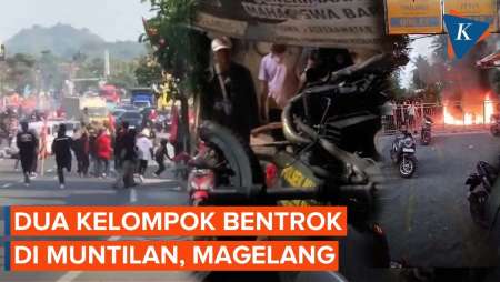 Detik-detik 2 Kelompok Bentrok di Muntilan, Belasan Motor Dibakar