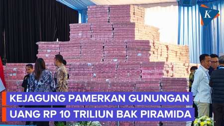 Potret Piramida Uang Rp 10 Triliun Setinggi 3 Meter di Kejagung, Dipamerkan di Depan Prabowo