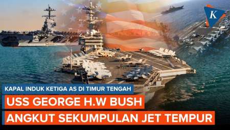 Kapal Induk USS George H.W Bush Dipenuhi Jet Tempur Saat Tiba di Timur Tengah