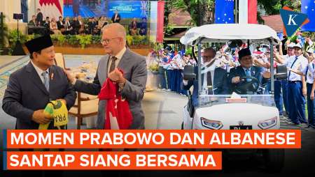 Momen Prabowo Sopiri PM Albanese dan Tukar Jersey Saat Santap Siang Bersama
