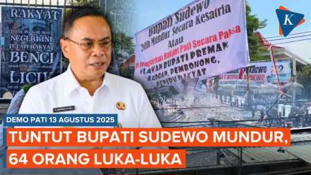 Demo Pati, Warga Desak Bupati Sudewo Mundur, 64 Orang Terluka