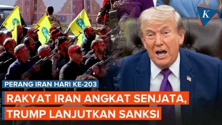 Perang Hari Ke-203: Trump Perpanjang Sanksi, Ratusan Ribu Warga Iran Siap Angkat Senjata