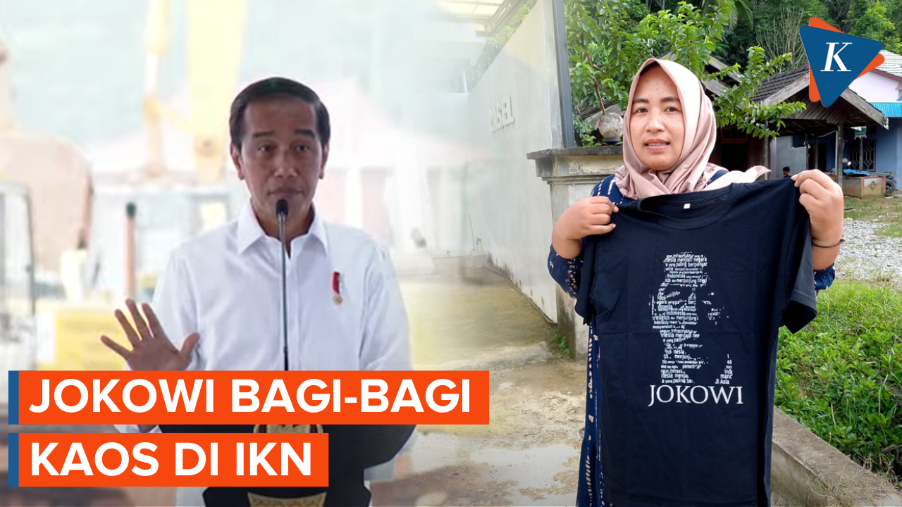 Momen Jokowi Lemparkan Kaus untuk Warga di IKN