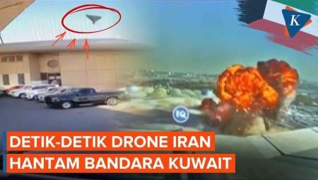 Detik-detik Drone Iran Hantam Bandara Kuwait, Picu Bola Api Besar