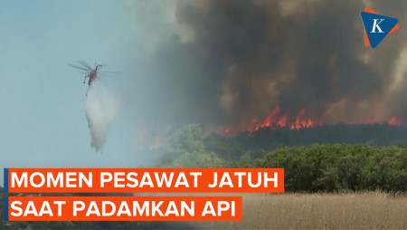 Pesawat Pemadam Kebakaran Hutan Yunani Jatuh, Terekam Siaran TV