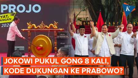 Momen Jokowi Pukul Gong 8 Kali di Rakernas VI Projo, Kode Dukung Prabowo?