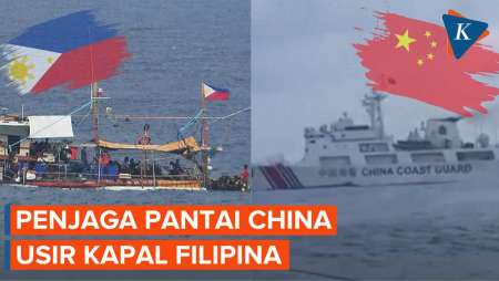 Detik-detik Kapal Penjaga Pantai China Usir Kapal Filipina