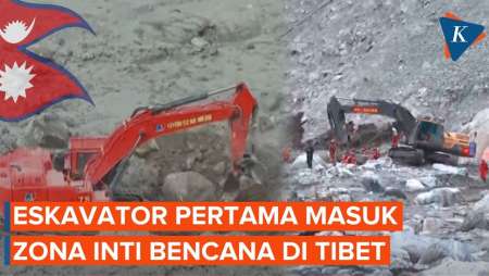 Detik-detik Eskavator Tembus Zona Bencana Longsor Xizang, Operasi Penyelamatan Dipercepat
