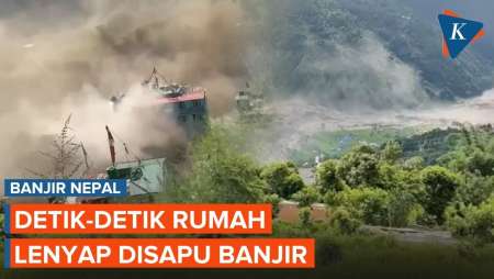 Detik-detik Rumah Di Nepal Lenyap Disapu Banjir Bandang
