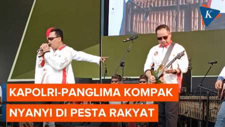 Momen Kapolri dan Panglima Nyanyi Bareng di HUT Ke-79 TNI