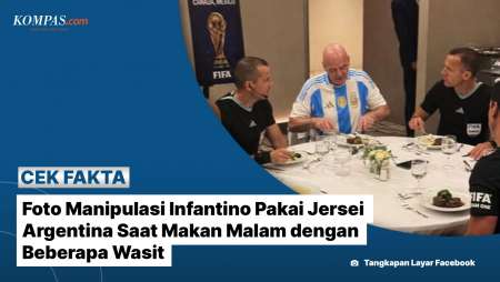 Foto Manipulasi Infantino Pakai Jersei Argentina Saat Makan Malam Dengan Beberapa Wasit
