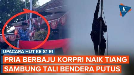 PPPK Pamekasan Panjat Tiang Demi Sambung Tali Bendera Dalam Upacara