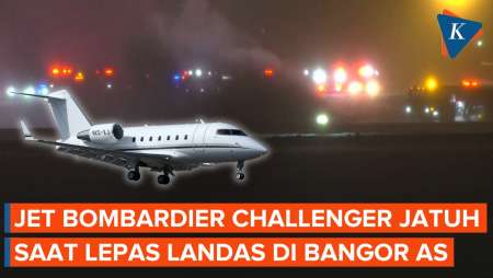 Jet Pribadi Bombardier Challenger 600 Jatuh Saat Lepas Landas Di Bangor, Maine AS