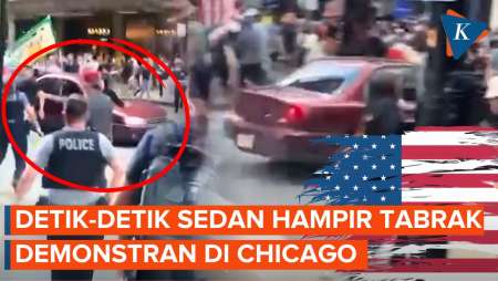 Bikin Panik! Sedan Misterius Hampir Tabrak Demonstran Chicago, Apa Motifnya?