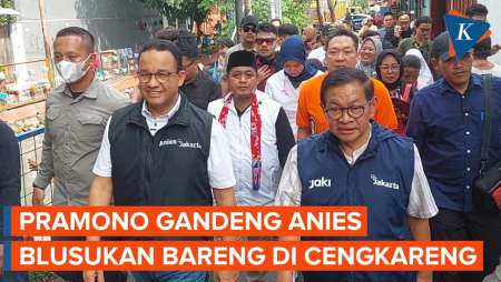 Momen Pramono Blusukan Bareng Anies, Tinjau Kali dan Sapa Warga Cengkareng