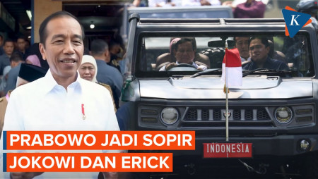 Prabowo Kemudikan Mobil Indonesia 1, Erick Thohir di Sampingnya, Jokowi di…