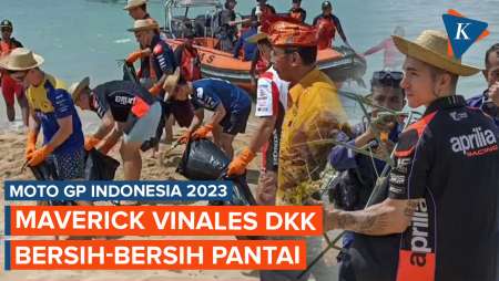 Aksi Pebalap MotoGP Bersih-bersih Pantai di Mandalika, Ada Maverick Vinales