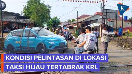 Kondisi Pelintasan TKP Taksi Hijau Tertabrak KRL: Tak Ada Palang Otomatis, Cuma Dari Bambu