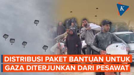 Penampakan Pesawat Jatuhkan Pasokan Bantuan ke Gaza