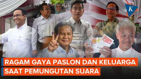 Intip Gaya Masing-masing Capres dan Cawapres Bersama Keluarga Saat Nyoblos