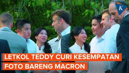 Momen Letkol Tedy Curi Kesempatan Foto Bareng Macron