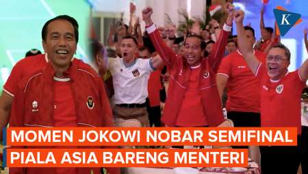Nobar Indonesia Vs Uzbekistan Bareng Menteri, Jokowi Sempat “Down” Saat Gol Ferrari Dianulir