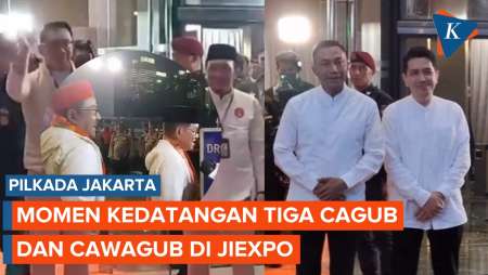 Momen Kedatangan Tiga Paslon Cagub-Cawagub Jelang Debat Pilkada Jakarta