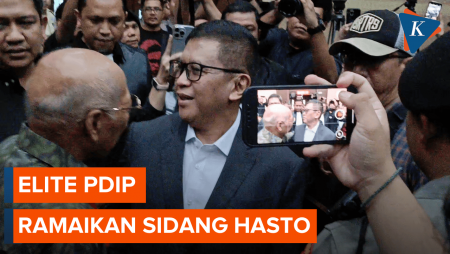 Momen Hasto Sapa dan Peluk Elite PDIP di Ruang Sidang