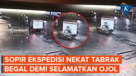 Detik-detik Sopir Eskpedisi Nekat Tabrak Begal demi Selamatkan Ojol di Sunter