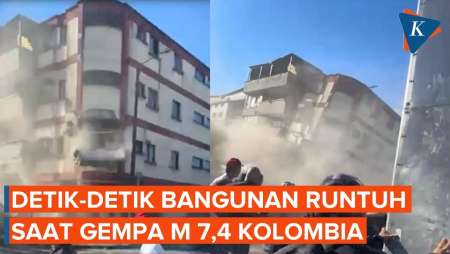 Detik-detik Gedung Roboh Akibat Gempa M 7,4 Kolombia