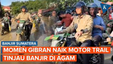 Momen Gibran Naik Motor Trail Tinjau Kondisi Banjir Agam