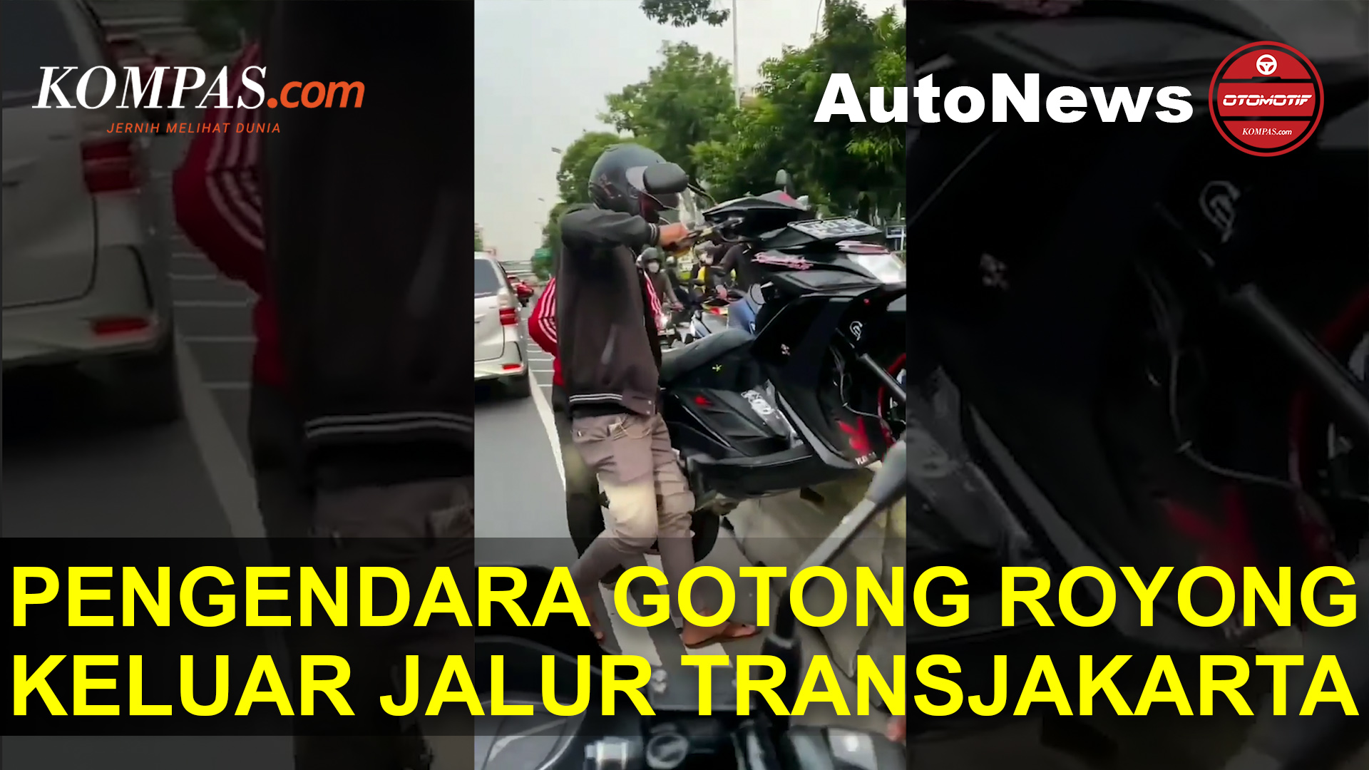 Dihadang Polisi, Pengendara Motor Gotong Royong Keluar Jalur Transjakarta. Ingat Ini Sanksinya!