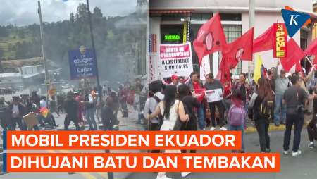 Detik-detik Mobil Presiden Ekuador Diserang Batu dan Tembakkan