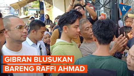 Momen Gibran Blusukan Bareng Raffi Ahmad di Pasar Manggis Jaksel Sambil Bagi-bagi Susu 