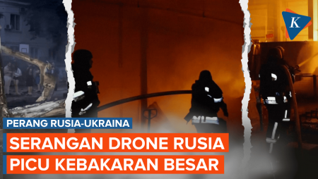 Penampakan Kebakaran Besar di Kota-kota Ukraina Usai Serangan Drone Rusia