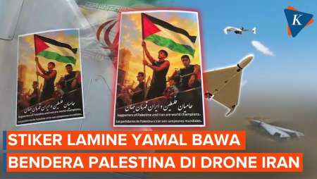 Iran Tempel Stiker Lamine Yamal Bawa Bendera Palestina Di Drone Shahed