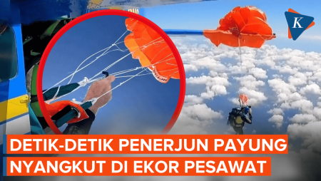 Momen Dramatis Parasut Penerjun Payung Nyangkut Di Ekor Pesawat Saat Ketinggian 4.500 Meter